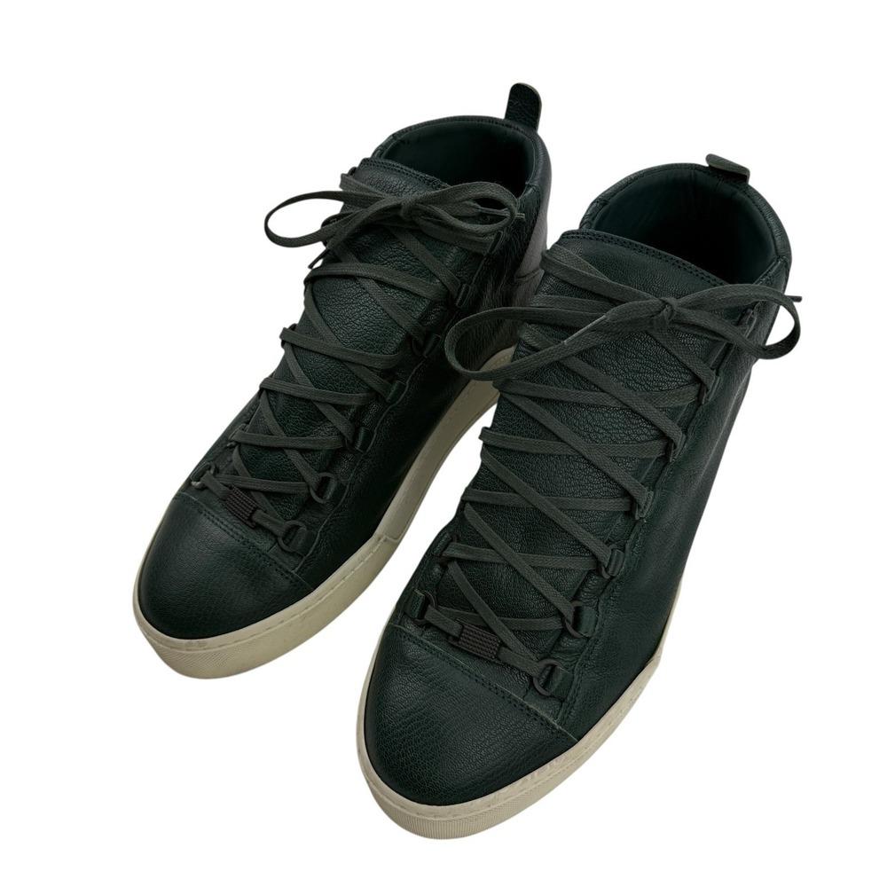 Balenciaga Green Leather High Top Designer Shoes Men's Size‎ 44 Style 449678 - Picture 3 of 12